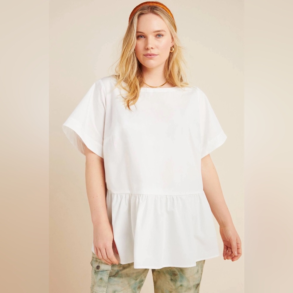 Maeve Anthropologie Darla Poplin Cotton Swing Top